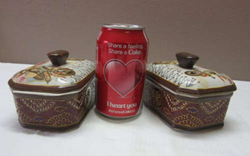 Two lovely small rectangular brown and gold lidded trinket box-Lifespace Sale