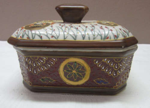 Two lovely small rectangular brown and gold lidded trinket box-Lifespace Sale