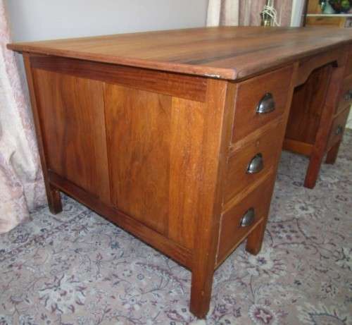 A fantastic large vintage six drawer light Teak desk with a large work surface. Wow!!!!
