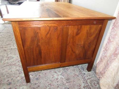 A fantastic large vintage six drawer light Teak desk with a large work surface. Wow!!!!