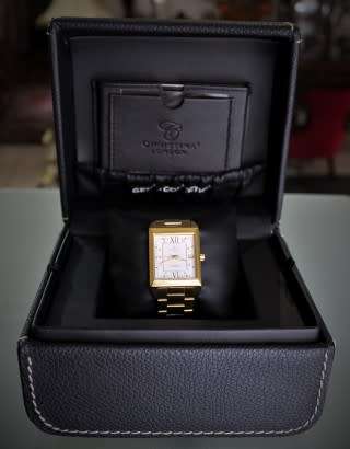 A good-looking original Christina London gold plated Swiss made diamond wrist watch.