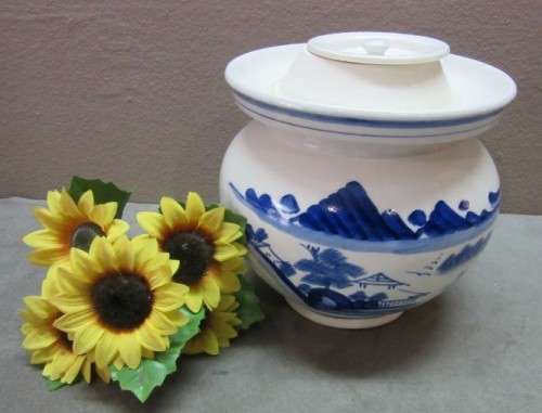 A gorgeous lidded porcelain jar with detailed paintings and patterns. Display piece. Lifespace Sale