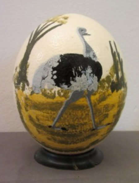 An awesome genuine African ostrich egg with a hand painted Ostrich on. Lovely display piece!!