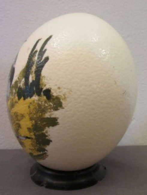 An awesome genuine African ostrich egg with a hand painted Ostrich on. Lovely display piece!!