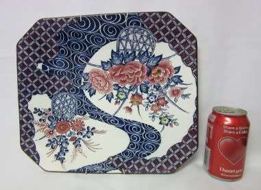 A stunning large rectangular hand painted Japanese "Imari" decorative porcelain wall plate.