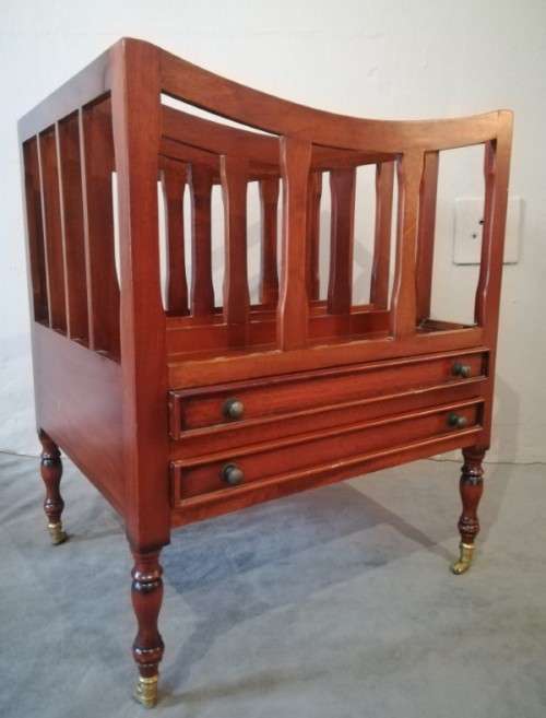 An exquisite vintage solidly made Canterbury magazine rack with 2 drawers on original castors!!
