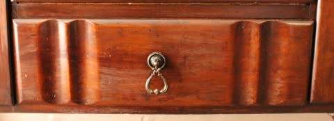 A gorgeous, large vintage Imbuia wood ball & claw buffet/ side server, with carved doors!