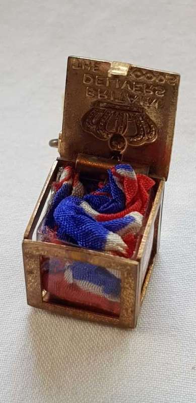 An exceptionally rare antique British (1940s) Bundles for Britain "Union Jack flag" charm.