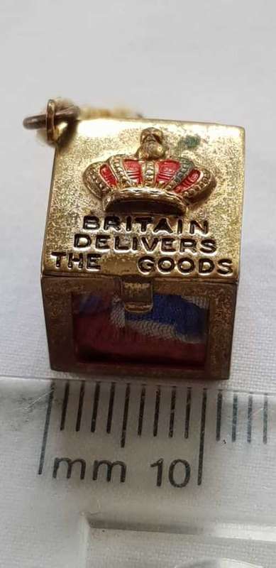 An exceptionally rare antique British (1940s) Bundles for Britain "Union Jack flag" charm.