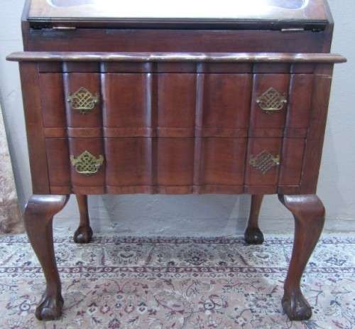 An elegant vintage ball and claw writing bureau w/ two large drawers & pigeon holes. Beautiful!!