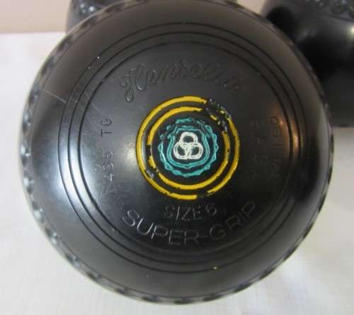 An awesome set of four South African "Henselite" bowling balls (super grip) in a carry bag size 6