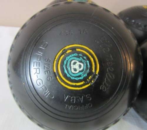 An awesome set of four South African "Henselite" bowling balls (super grip) in a carry bag size 6