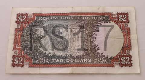 An awesome 1970 Rhodesian, Reserve Bank of Rhodesia, two dollars bank note! Lifespace Sale