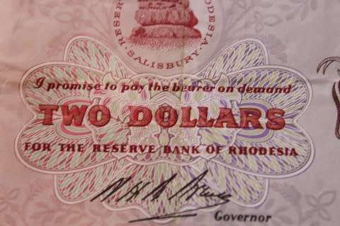An awesome 1970 Rhodesian, Reserve Bank of Rhodesia, two dollars bank note! Lifespace Sale