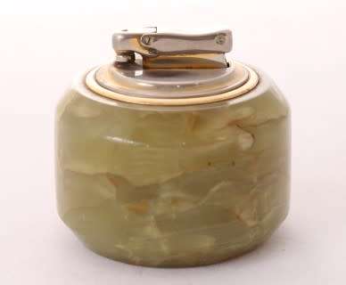 A gorgeous vintage (1960s) Colibri Onyx marble table lighter.