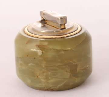 A gorgeous vintage (1960s) Colibri Onyx marble table lighter.