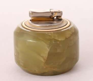 A gorgeous vintage (1960s) Colibri Onyx marble table lighter.