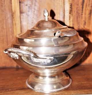 An exquisite Seranco EPNS lidded soup tureen with large ladle, gorgeous!