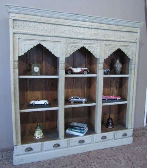 An large Indonesian shelved cabinet & amazing carved detailing and 5 bottom drawers-Lifespace Sale