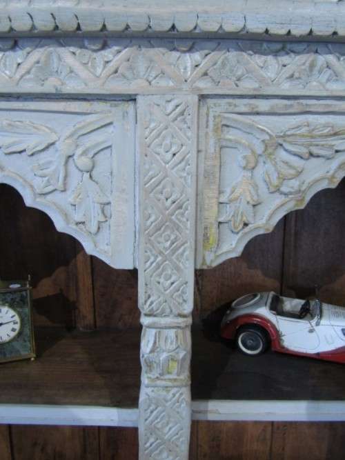 An large Indonesian shelved cabinet & amazing carved detailing and 5 bottom drawers-Lifespace Sale