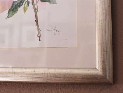 A very pretty watercolour painting of a pink hibiscus flower, gorgeous in any room!