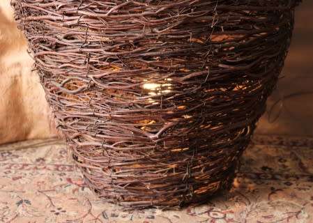 An amazing set of two large dark wicker floor lamps-Lifespace Sale