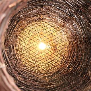 An amazing set of two large dark wicker floor lamps-Lifespace Sale