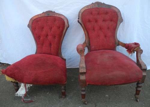 A fantastic carved Antique King and Queen chair for restoration. Great project!!