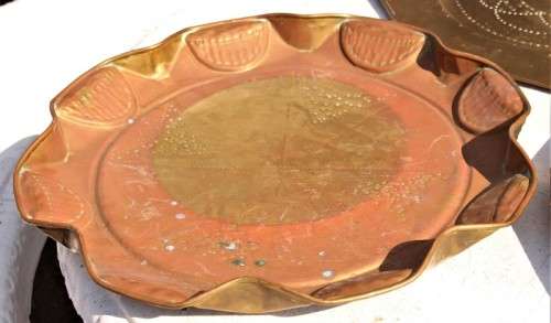 INCREDIBLE collection of three large various brass & copper trays-Lifespace Sale