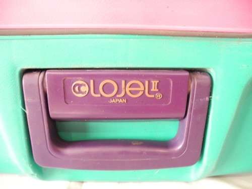 A lovely pair of pink & green Lojel suitcases w/ code locks-Lifespace Sale