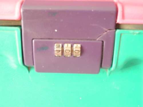 A lovely pair of pink & green Lojel suitcases w/ code locks-Lifespace Sale