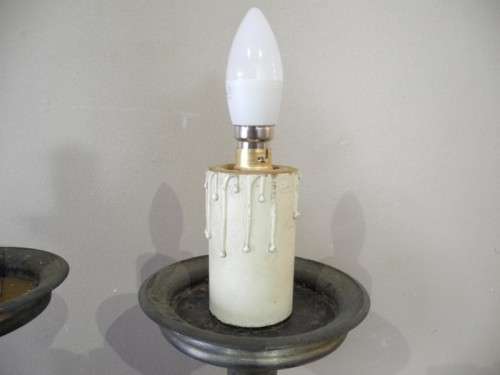A fabulous large pair of grey metal table lamps, add a candle light -Lifespace Sale