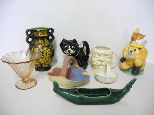 An awesome collection of assorted ornaments incl. a vase, basket  & more