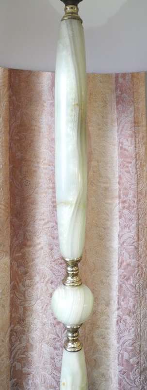 A stunning vintage brass & marble floor standing lamp w/  large Victorian style shade-Lifespace Sale