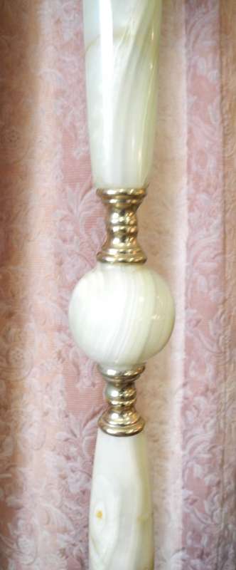 A stunning vintage brass & marble floor standing lamp w/  large Victorian style shade-Lifespace Sale