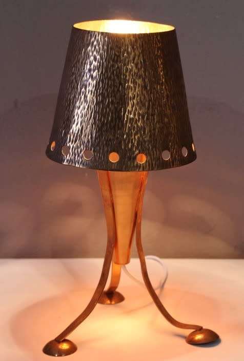 A stunning little Copper table lamp with a copper shade - very stylish-Lifespace Sale