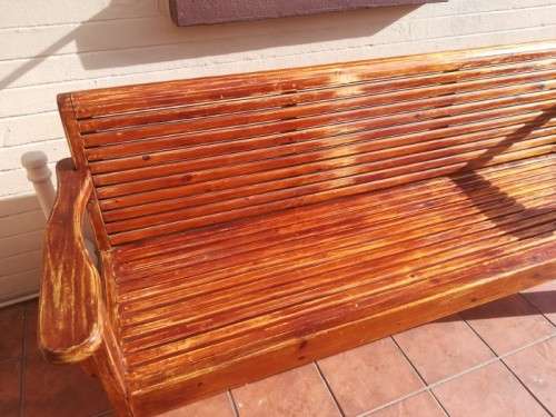 A fantastic well-made, sturdy vintage wood bench - perfect  in a lapa/ patio!Xmas sale