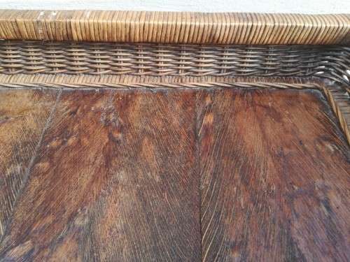 A striking vintage wicker butlers tray/ drinks table w/ removable tray. Xmas sale!