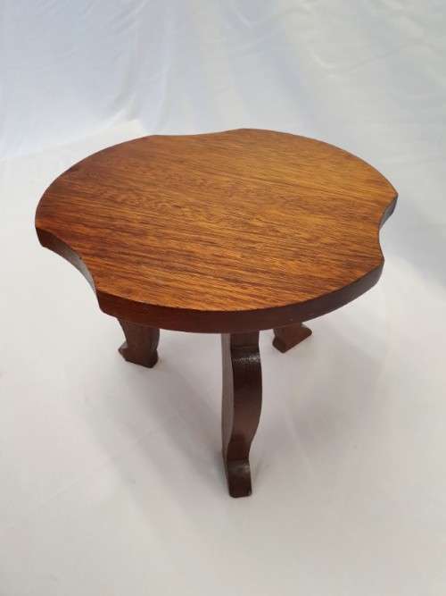 A fantastic vintage solid teak milking stool w beautiful shaped wood top in fantastic condition!!!