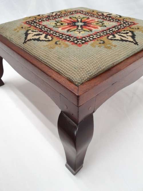A pretty colourful vintage tapestry foot stool- Xmas Sale