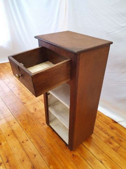 A single top drawer wood cabinet with three bottom shelves-Xmas sale