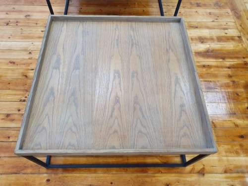 A stylish Oak veneer double coffee table set on metal legs-Xmas sale