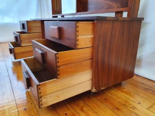 A stylish vintage retro styled dressing table with 6 drawers and large mirror-Xmas sale