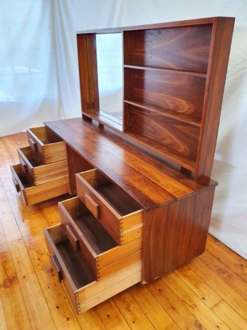 A stylish vintage retro styled dressing table with 6 drawers and large mirror-Xmas sale