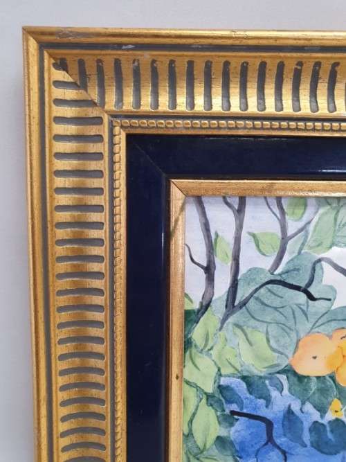A beautiful framed tile painting of Yellow blossoms. Xmas sale