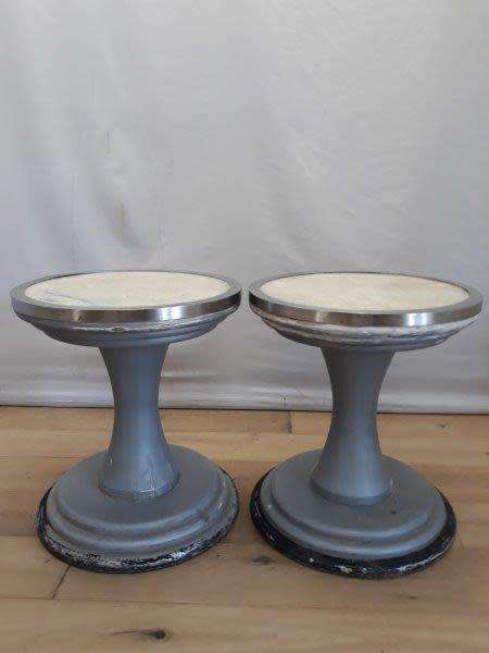 A set of two Marble top round occasional tables