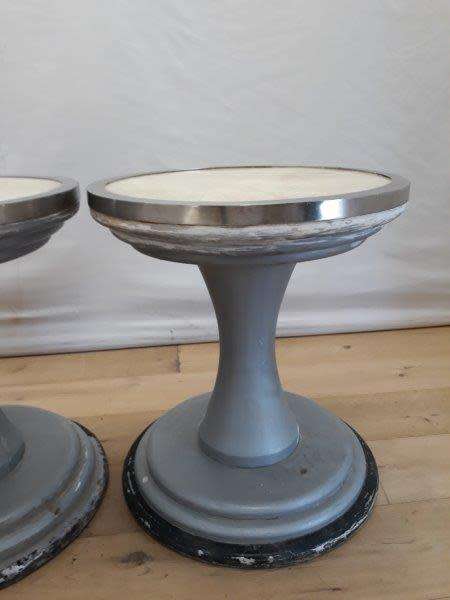 A set of two Marble top round occasional tables