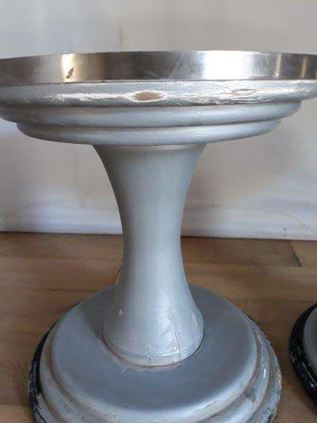 A set of two Marble top round occasional tables