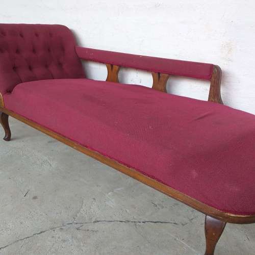 A wonderful antique Edwardian solid Teak Queen Anne Chaise Lounge sofa