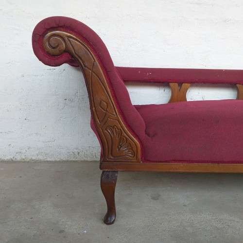 A wonderful antique Edwardian solid Teak Queen Anne Chaise Lounge sofa